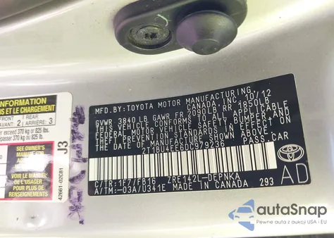 2013 Toyota Corolla Le from USA, damaged, VIN 2T1BU4EE6DC979236